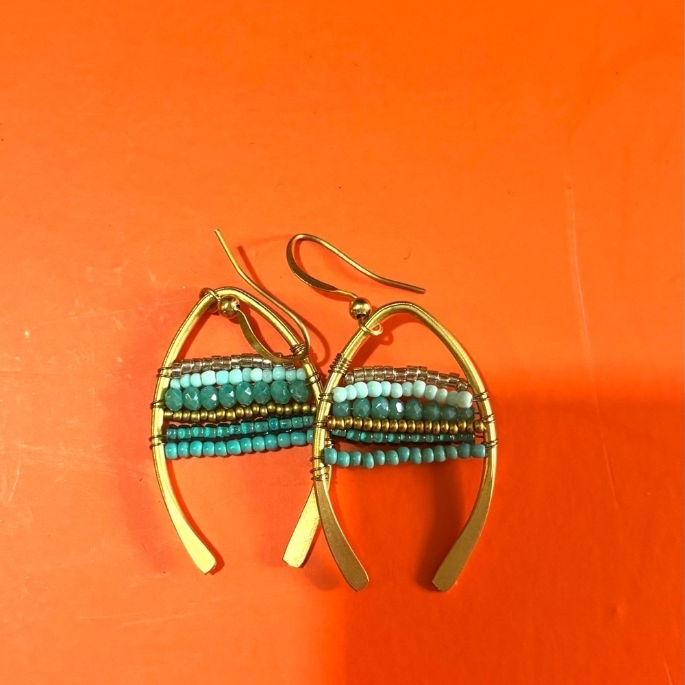 Fashion jewelry stainless steel boho beaded teardrop earring